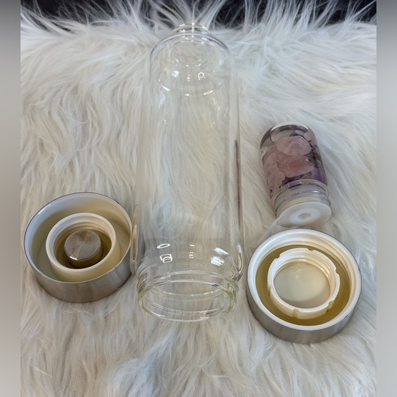 Crystal Infused Glass Water Bottle with Silver Lid - Picture 5 of 5